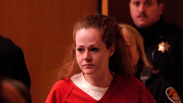Death row inmate Christa Pike enters criminal court in Knoxville, Tennessee, on Dec. 4, 2007. In 1995, then 18-year-old Pike, her boyfriend Tadaryl Shipp, then 17, and another friend lured 19-year-old Colleen Slemmer to the woods in Knoxville, where Shipp